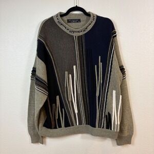 Protege Collection Sweater Men XL Multi Vintage 3D Knit Coogi Style Crewneck